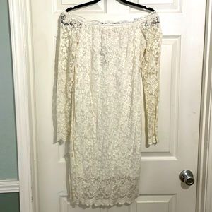 Off Shoulder Ivory Lace Dress